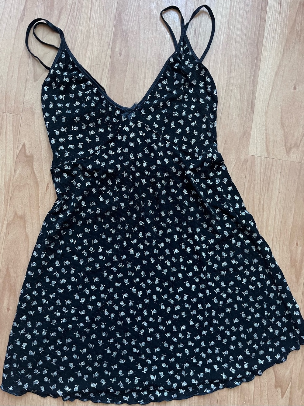 Vintage Black Floral Slip Dress